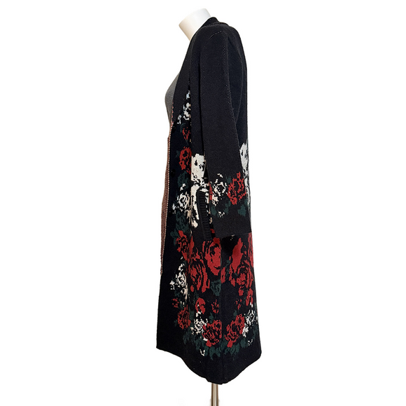 Vertigo Paris Black label tapestry floral rose coatigan duster long sweater coat - Picture 9 of 11